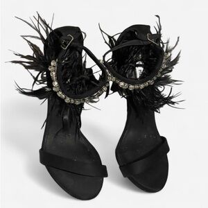 Steve Madden Black Feathered Heels